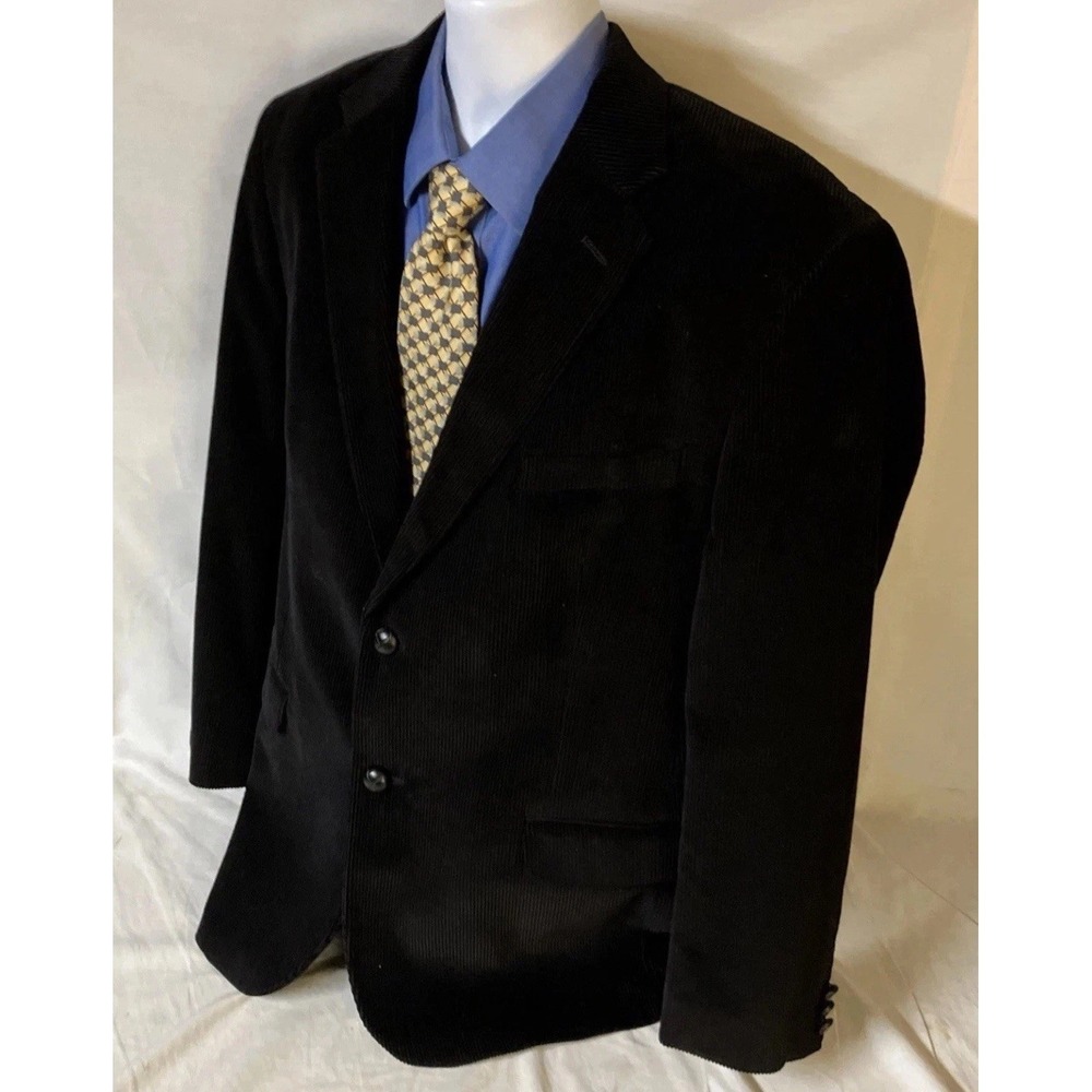 Men’s corduroy black sport coat David Taylor 42R Button Blazer Jacket